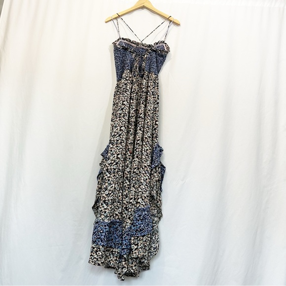 SOLD NWT Free People One I Love Floral Ruffle Maxi Dress in Denim Combo - Picture 7 of 15